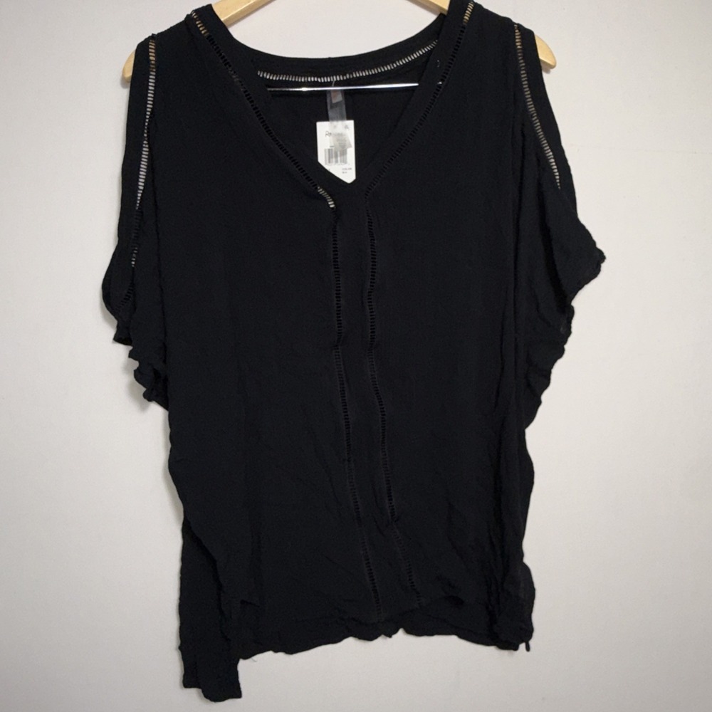 NEW‎ Raisins Black Swimsuit Cover Up Dress Sz Small Cut Out Cold Shoulder Kaftan